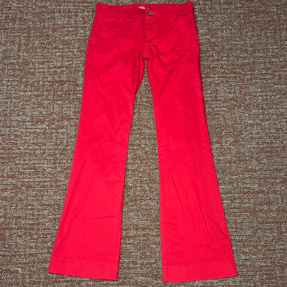 Dickies Red low rise bell bottom pants women’s 1 vibrant flare leg pants - Picture 3 of 13